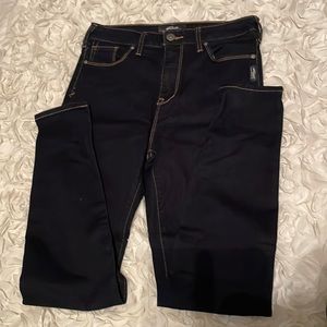 Silver skinny dark blue jeans